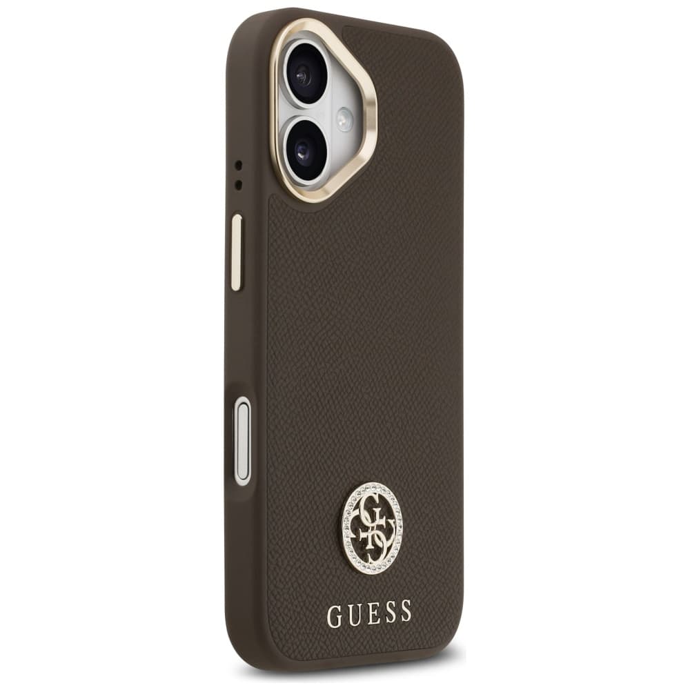 Guess Grained Strass Logo MagSafe pouzdro iPhone 17 hnědé - náhled 3