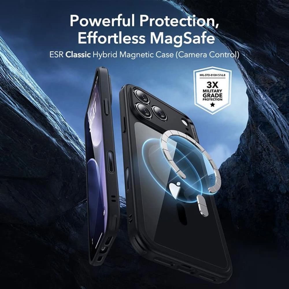 ESR Classic Hybrid HaloLock s ochranným sklem iPhone 17 Pro černá průhledná - náhled 3