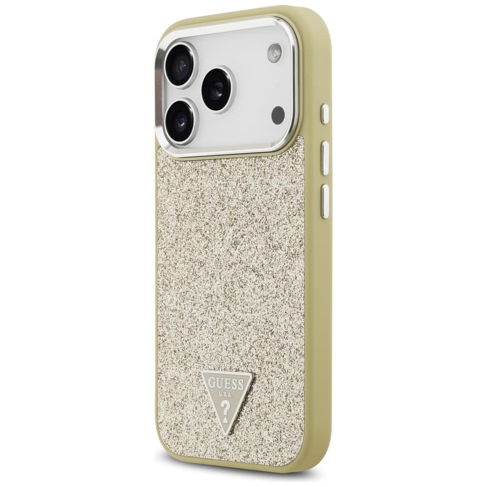 Guess Glitter Triangle Logo MagSafe pouzdro iPhone 17 Pro zlatá - náhled 3