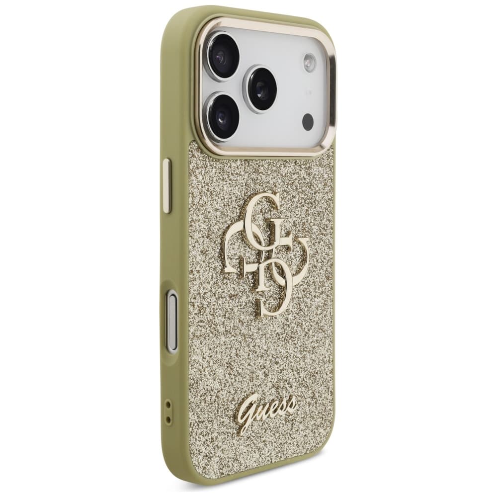 Guess Fixed Glitter Big 4G Metal Frame iPhone 17 Pro zlatá - náhled 3