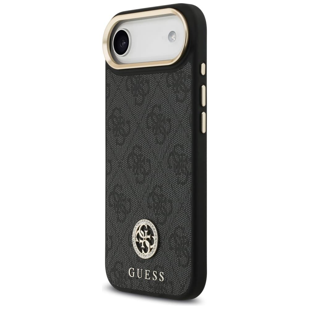 Guess 4G Strass Logo s velkým popruhem kovové tlačítko MagSafe iPhone 17 Air černá - náhled 3
