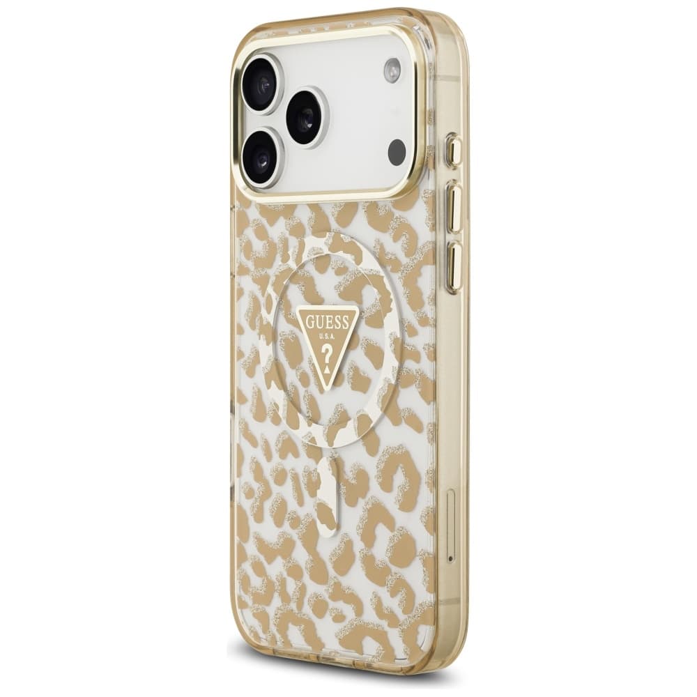 Guess Leopard Glitter MagSafe pouzdro iPhone 17 Pro hnědé - náhled 3