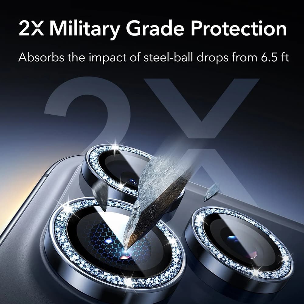 ESR – chrániče objektivu fotoaparátu Armorite – iPhone 14 Pro/Pro Max/15 Pro/Pro Max/16 Pro/Pro Max/17 Pro/Pro Max – modrý třpyt - náhled 3