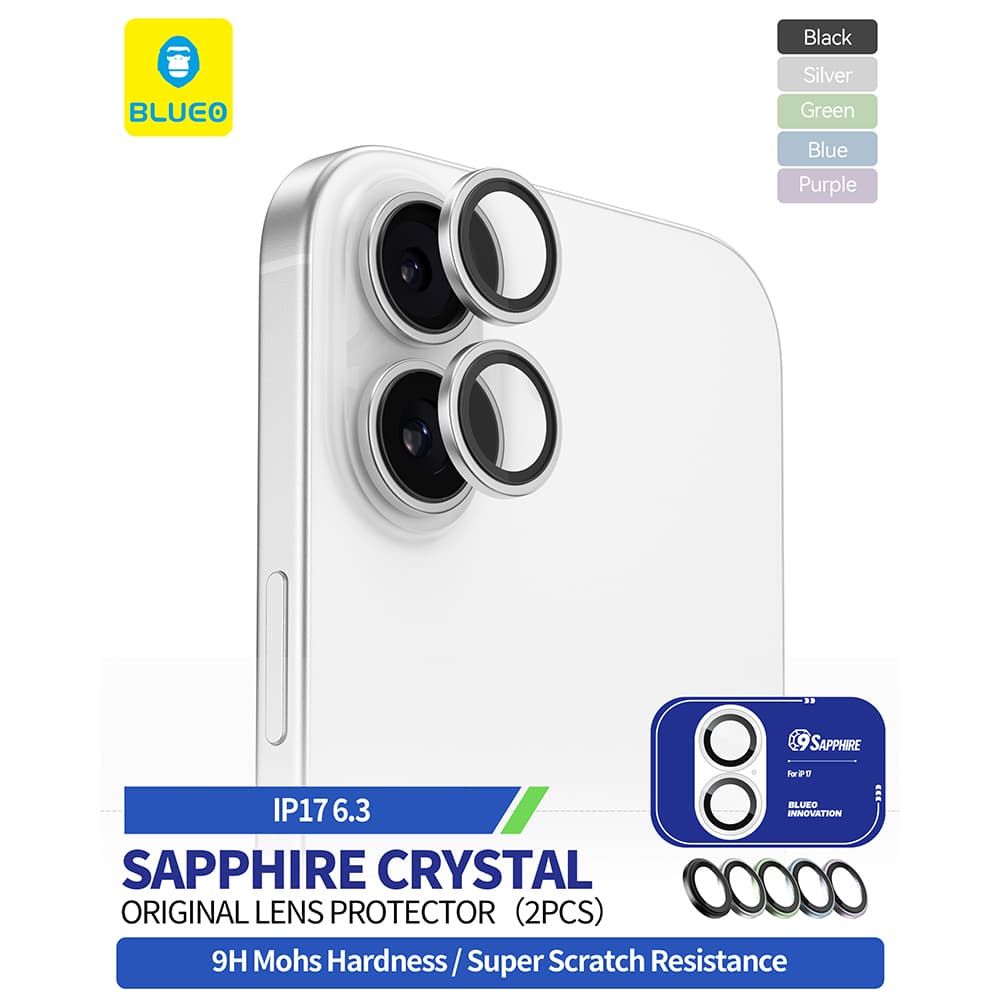 Blueo Sapphire Crystal Original sklo objektivu iPhone 17 stříbrná - náhled 3