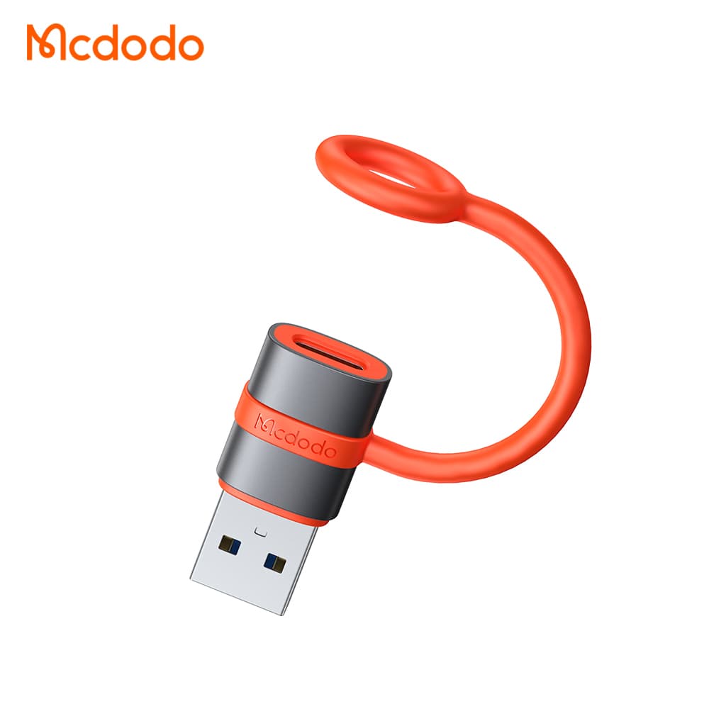 Mcdodo – adaptér (OT-3800) – se silikonovým háčkem, hliníková slitina, USB-C na USB 3.0, 5Gbps, přenosný design, Plug&amp;Play – šedá - náhled 3