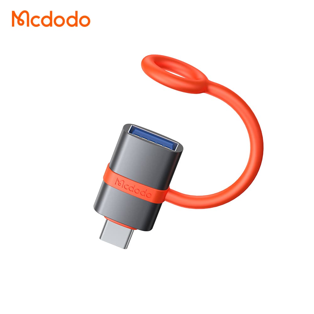 Mcdodo – adaptér (OT-3810) – se silikonovým háčkem, hliníková slitina, USB na typ-C, 5Gbps, přenosný design, plug&amp;play – šedá - náhled 3