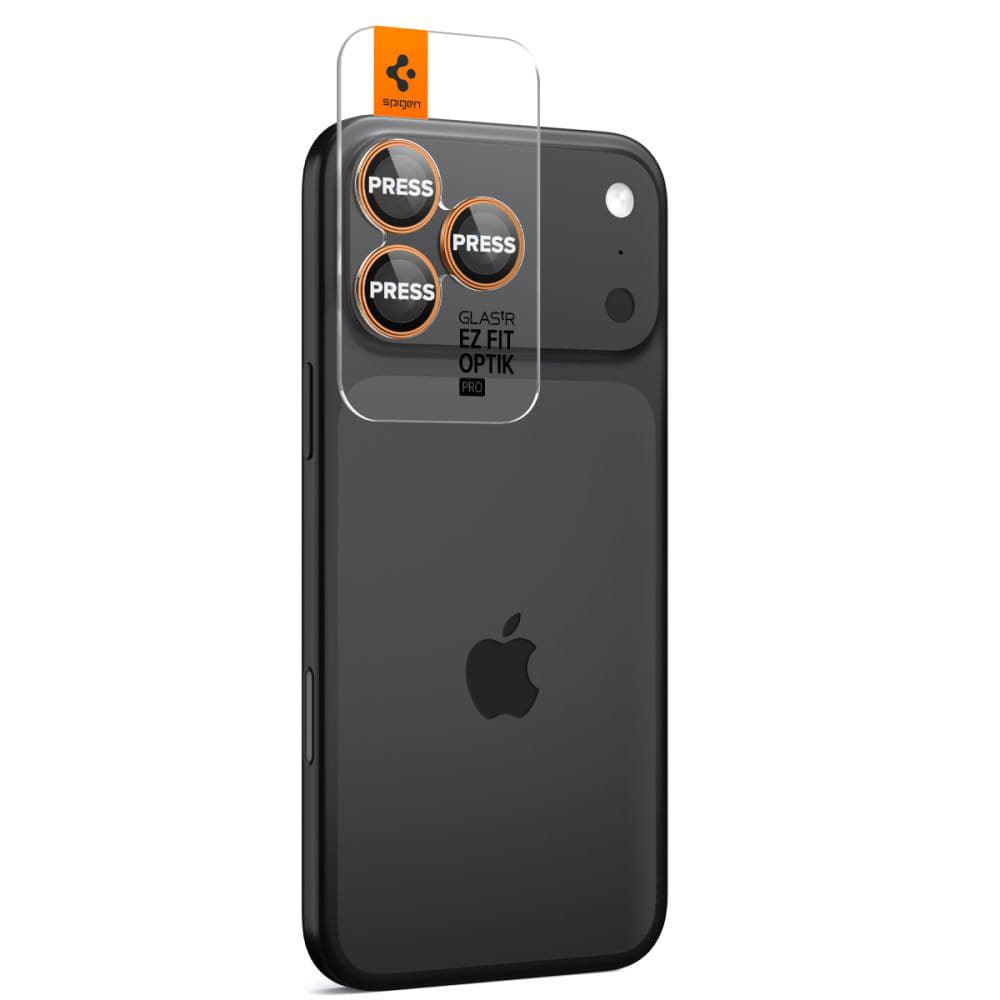 Spigen - Optik.tR EZ Fit Pro sklo fotoaparátu (2 balení) - iPhone 17 Pro/Max/16 Pro/Max/15 Pro/Max/14 Pro/Max - Orange - náhled 3