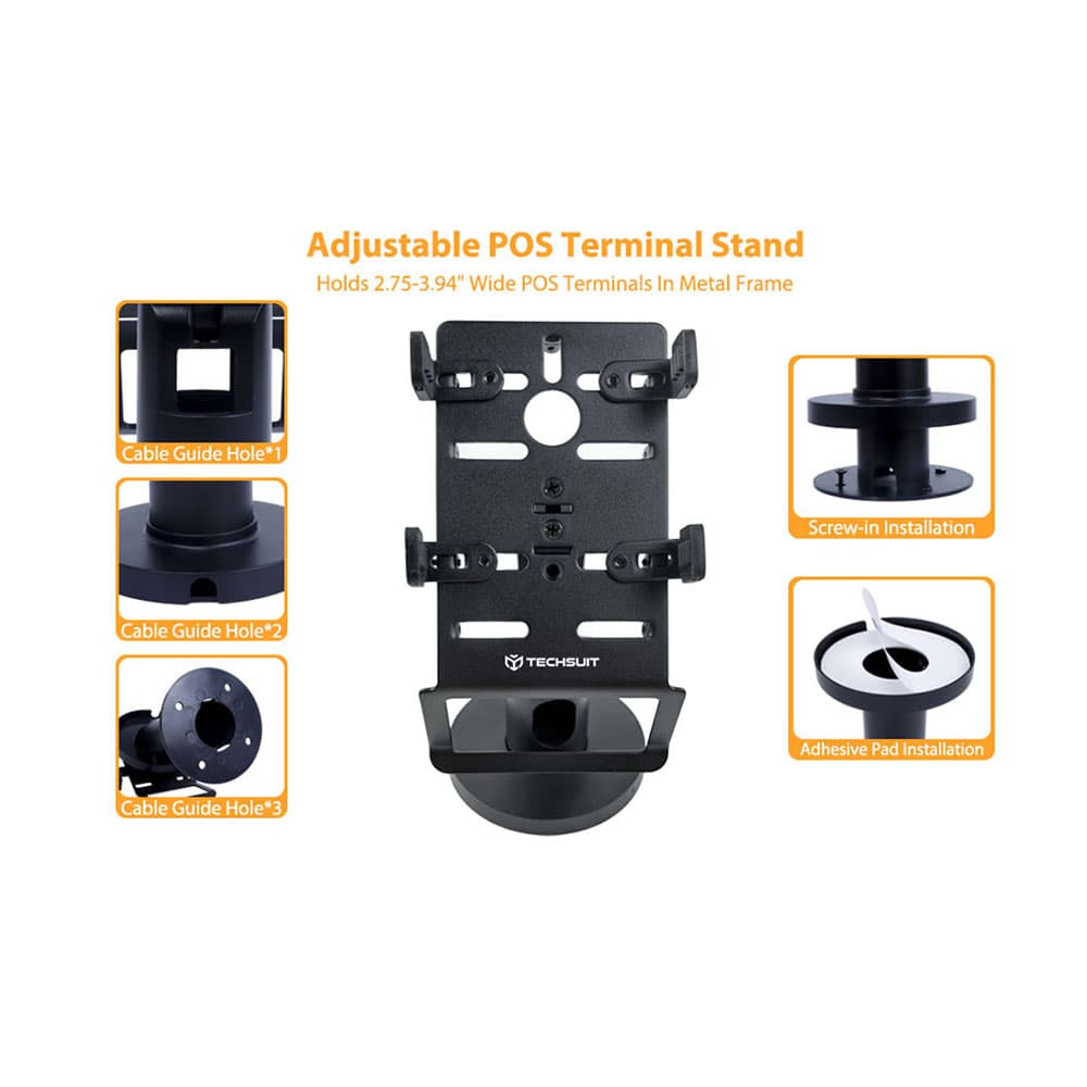 Techsuit - stojan na POS PayNest (POS1) - horizontální rotace 270°, náklon až 30°, stabilní držení, 3M lepidlo - černý - náhled 3