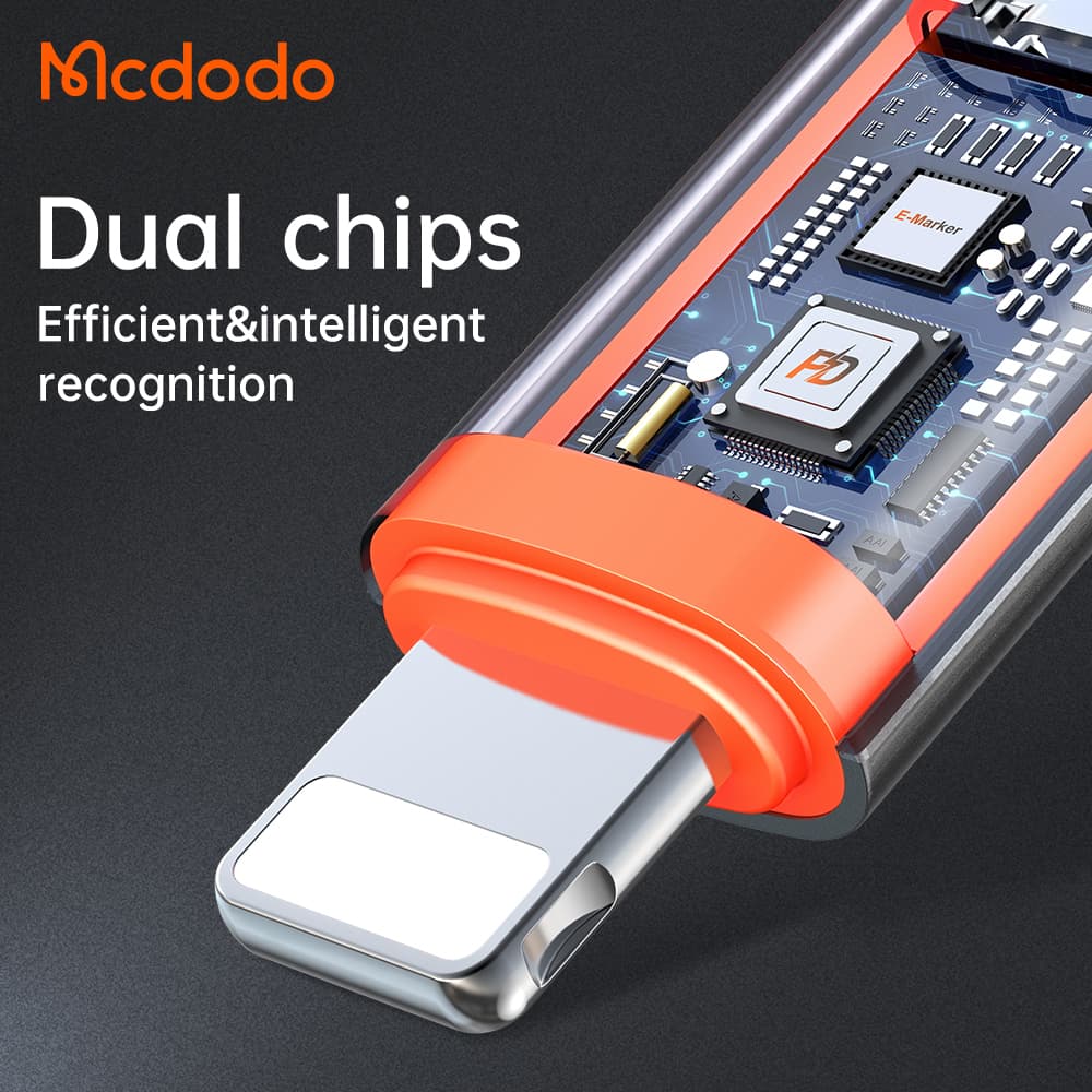 Mcdodo – adaptér (OT-0510) – se silikonovým háčkem, hliníkovou slitinou, USB-C na Lightning, 36W přenosný design – šedá - náhled 3