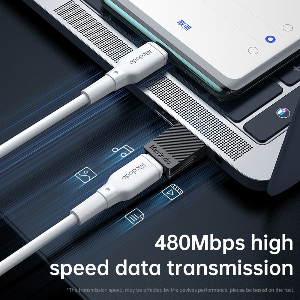 Mcdodo - OTG adaptér (OT-6970) - převodník USB-C na USB 3.0, ultrarychlá synchronizace dat, TPE, 5A - černý - náhled 3
