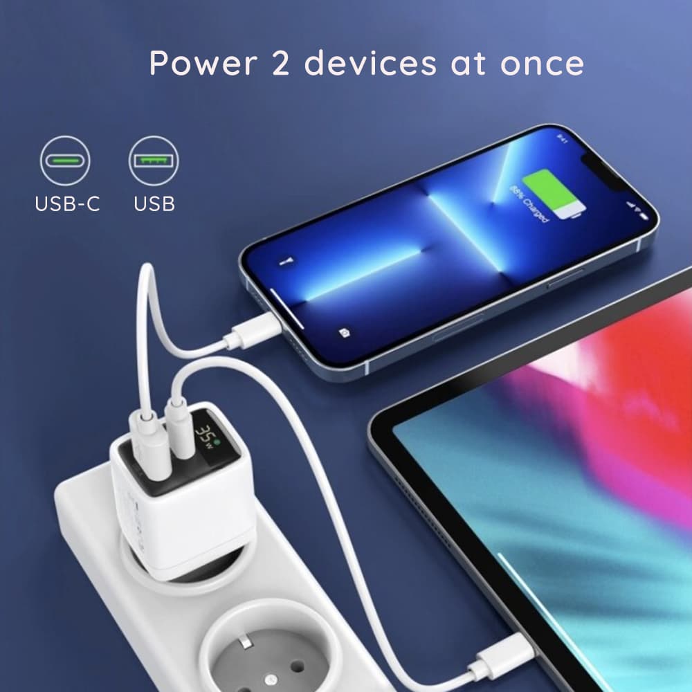 Nabíječka do zdi Techsuit LEDChargX CH3 Type-C USB GaN PD35W bílá - náhled 3