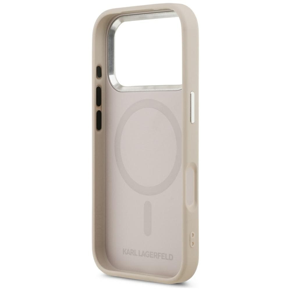 Karl Lagerfeld kožený Choupette Pin MagSafe iPhone 17 Pro růžový - náhled 3