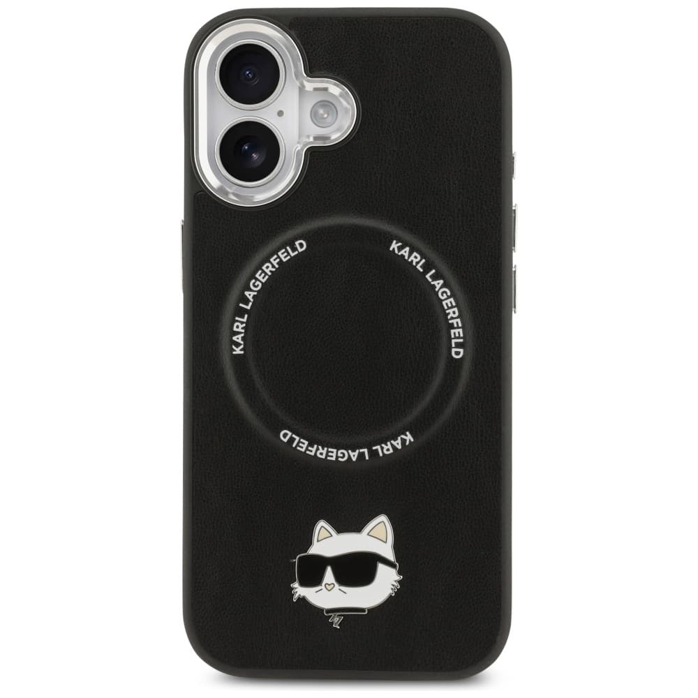 Karl Lagerfeld kožený Choupette Pin MagSafe iPhone 17 černý - náhled 3