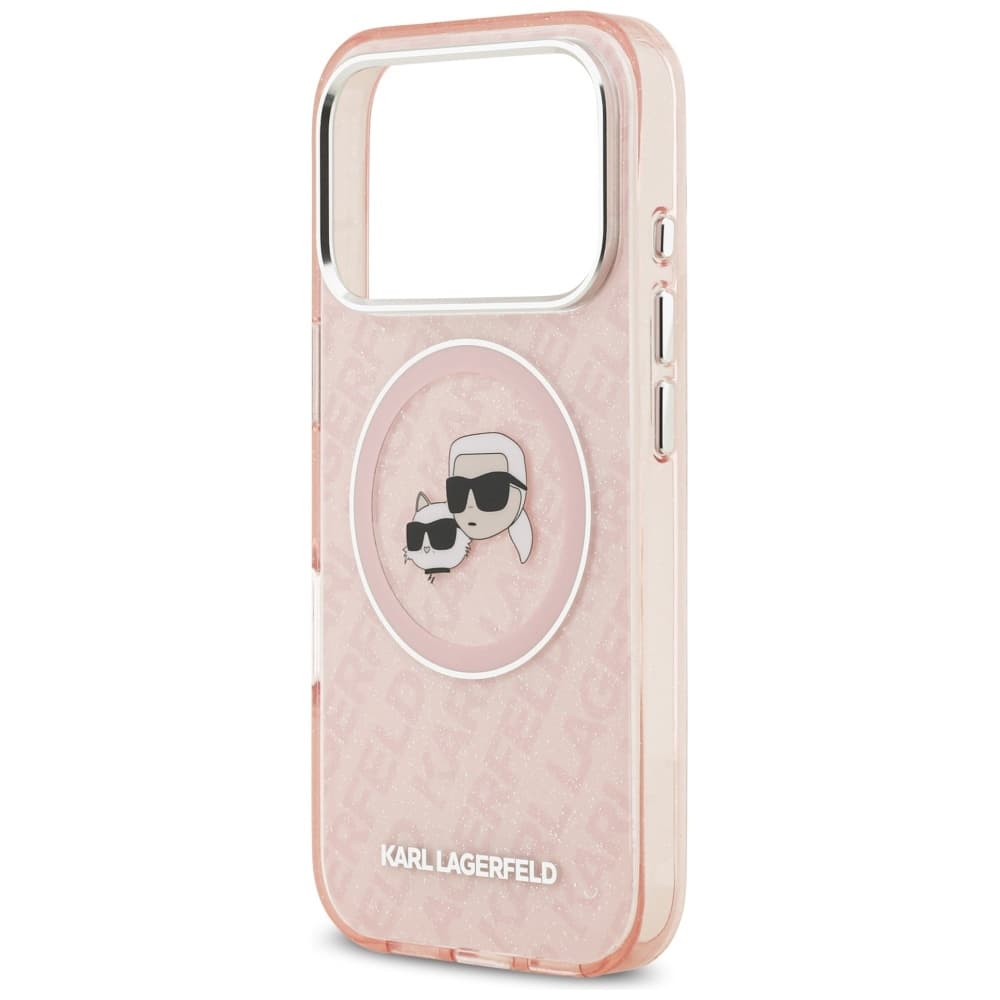 Karl Lagerfeld IML Glitter K&amp;C Heads Logo MagSafe iPhone 17 Pro růžová - náhled 3