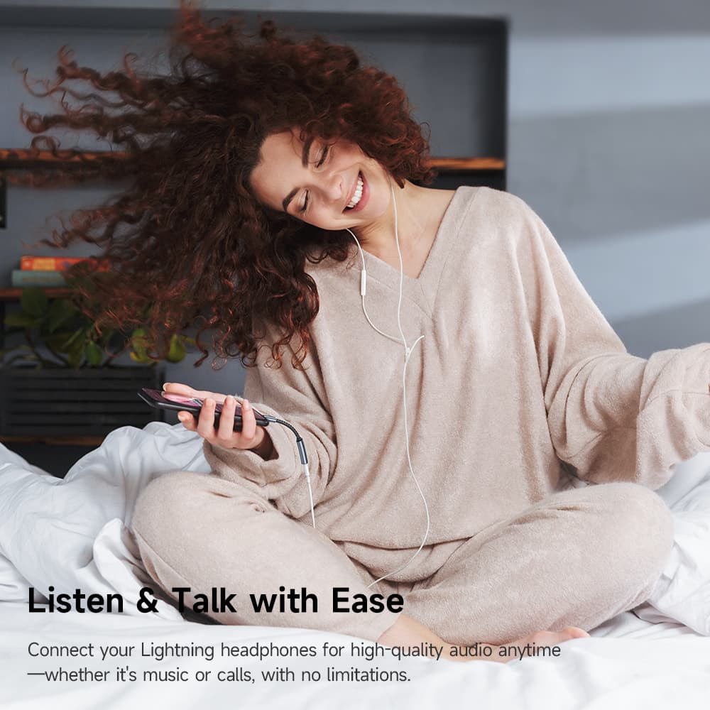 Mcdodo – audio adaptér (CA-4870) – Lightning na Type-C, 2A, 24W, 480Mbps, OTG, podpora rychlého nabíjení, funkce volání, 0,1m – šedá - náhled 3