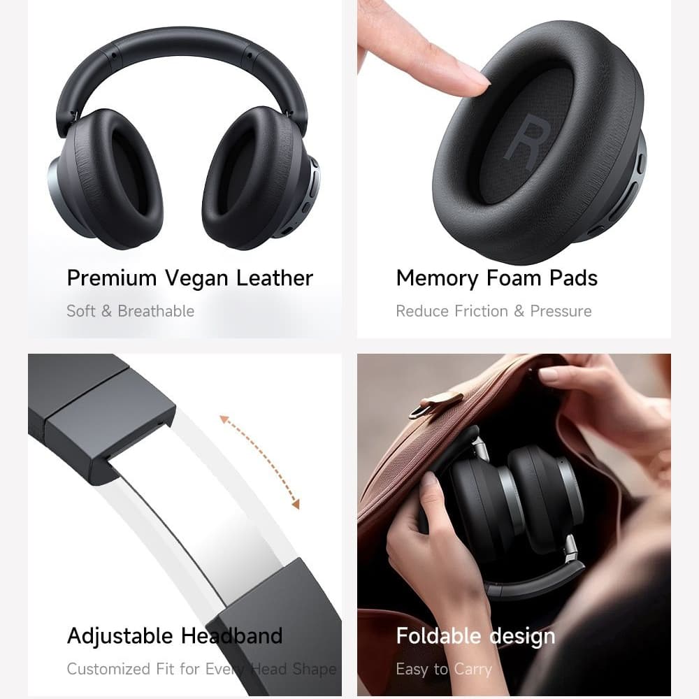 Mcdodo - bezdrátová sluchátka řady T03 (HP-5820) - náhlavní, Bluetooth V5.4, 500mAh, technologie ANC - černá - náhled 3