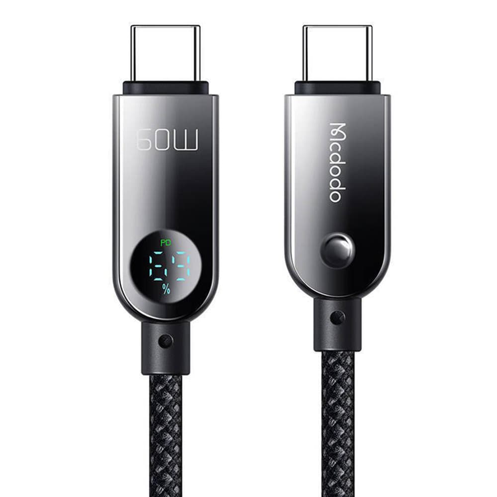 Mcdodo – datový kabel (CA-4780) – Type-C na Type-C, PD60W, s vestavěným LED displejem, ABS + nylon, 1,2 m – černý - náhled 3