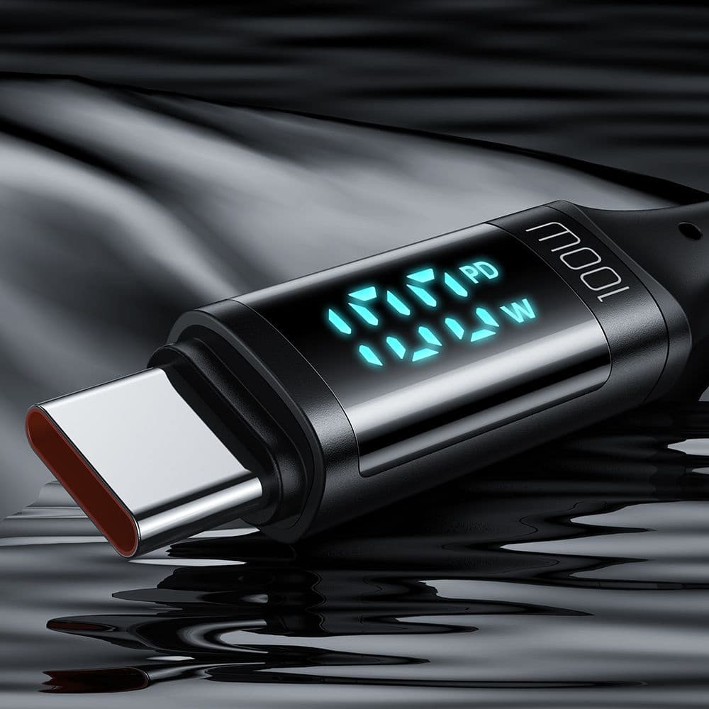 Mcdodo - datový kabel (CA-1100) - Type-C na Type-C, s digitálním displejem, nylonové opletení, hliníková slitina, 100W, 1,2m - černý - náhled 3