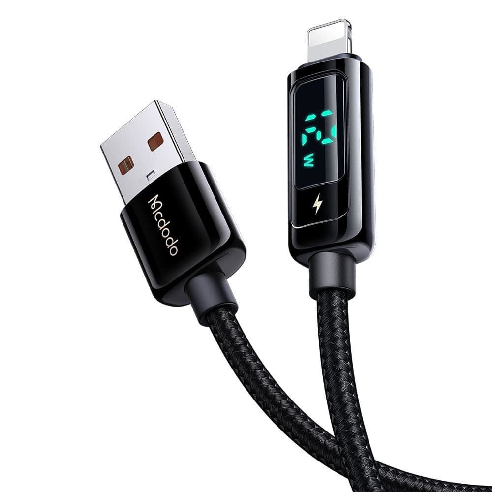 Mcdodo – datový kabel (CA-9940) – USB-A na Lightning, 3A, digitální displej, 1,2m – černý - náhled 3