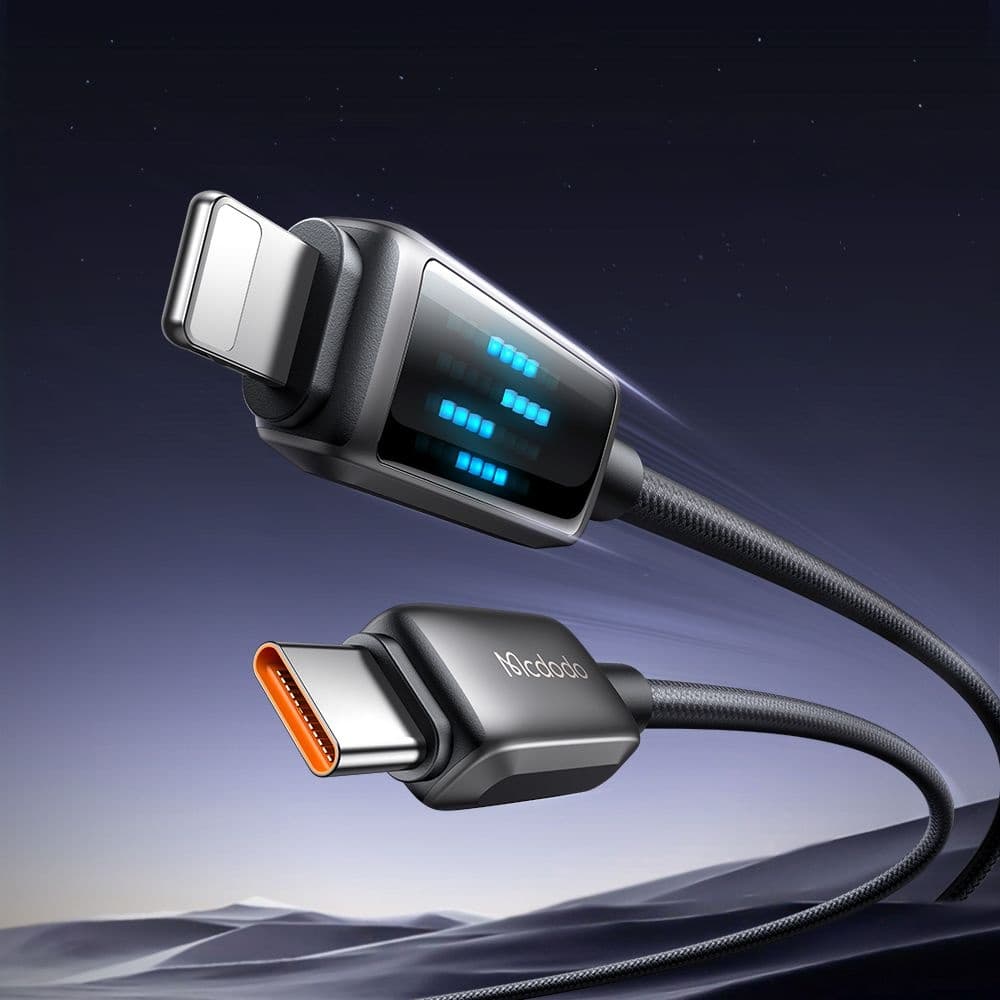Mcdodo – datový kabel (CA-2630) – USB-C na Lightning, 36W, LED displej, rychlé nabíjení PD, 1,2m – černý - náhled 3
