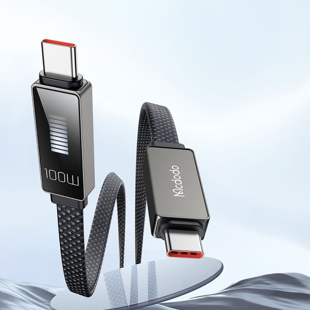 Datový kabel Mcdodo Rythm Series (CA-4470) – Type-C na Type-C, 100W, LED displej, PD rychlonabíjení, 1.2m – černý - náhled 3