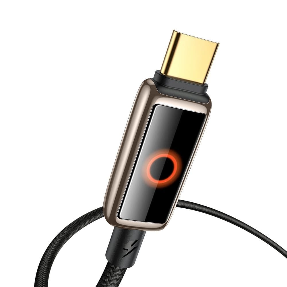 Mcdodo – datový kabel (CA-6681) – s dýchajícím světelným LED displejem, USB-C na USB-C, automatické vypnutí, 100W, 1,2m – Desert Gold - náhled 3