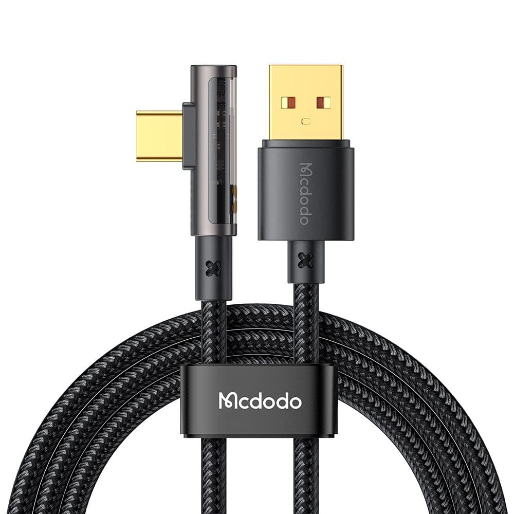 Mcdodo – datový kabel (CA-3380) – USB-C na USB-A, 90stupňový design, 6A, transparentní design, 1,2m – černý - náhled 3