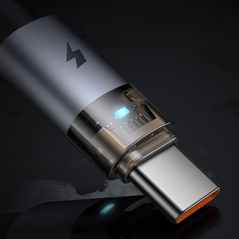 Mcdodo – datový kabel (CA-6890) – s nabíjecím světlem, USB-C na USB-A, průhledný kabel, 6A, 1,2m – černý - náhled 3