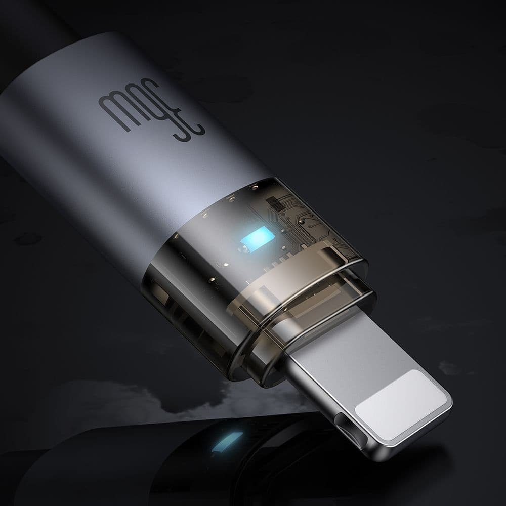 Mcdodo – datový kabel (CA-6940) – s nabíjecím světlem, USB-C na Lightning, průhledný kabel, 36W, 1,2m – černý - náhled 3