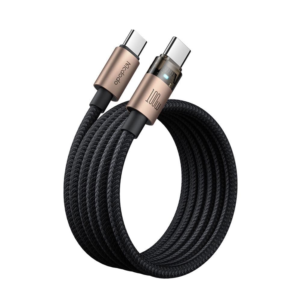 Mcdodo – datový kabel (CA-5581) – s nabíjecím světlem, USB-C na USB-C, průhledný kabel, 100W, 1.2m – Desert Gold - náhled 3