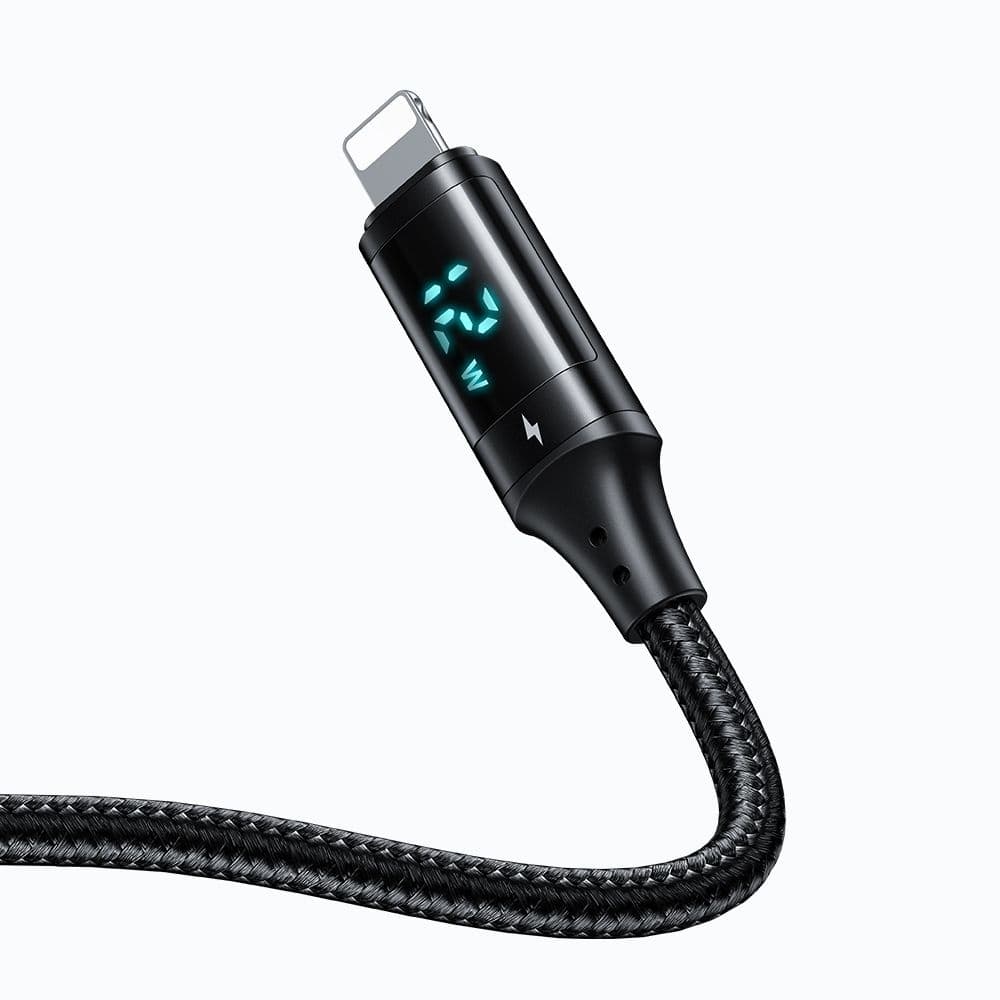 Mcdodo – datový kabel (CA-1060) – USB 2.0 na Lightning, s digitálním displejem, nylonové opletení, hliníková slitina, 3A, 1,2m – černý - náhled 3