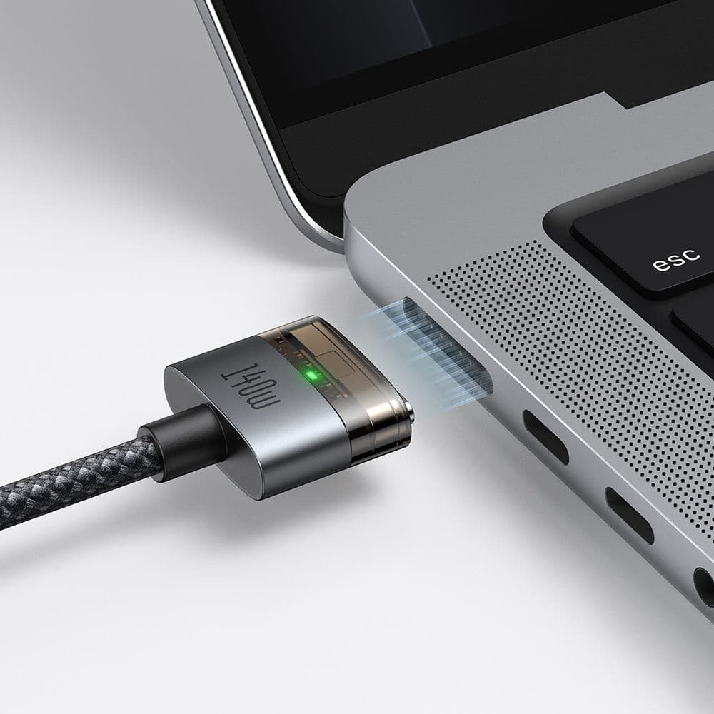 Mcdodo - magnetický kabel (CA-2070) - USB-C na MagSafe 3, 140W, LED indikátor, 2m - černý - náhled 3