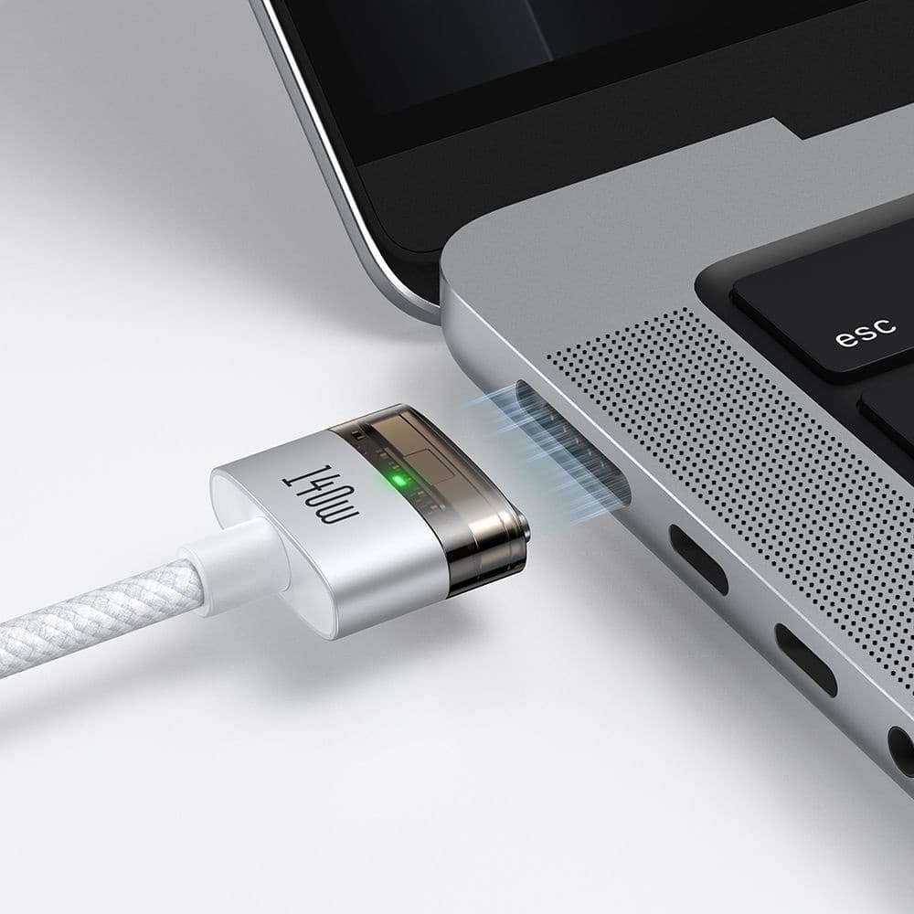 Mcdodo - magnetický kabel (CA-2071) - USB-C na MagSafe 3, 140W, LED indikátor, 2m - bílý - náhled 3