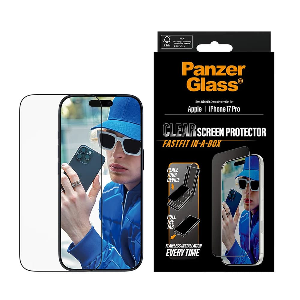 PanzerGlass Ultra-Wide Fit ochranné sklo s FASTFIT IN-A-BOX iPhone 17 Pro černá - náhled 3