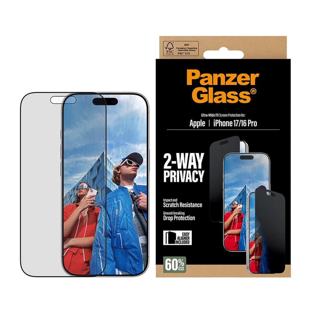 PanzerGlass Ultra-Wide Fit 2-Way Privacy ochranné sklo s EasyAlignerem iPhone 17 iPhone 16 Pro černé - náhled 3