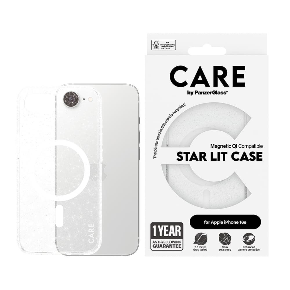 PanzerGlass® CARE Flagship Urban Combat Star Lit s bílým Qi pro iPhone 16e průhledný - náhled 3
