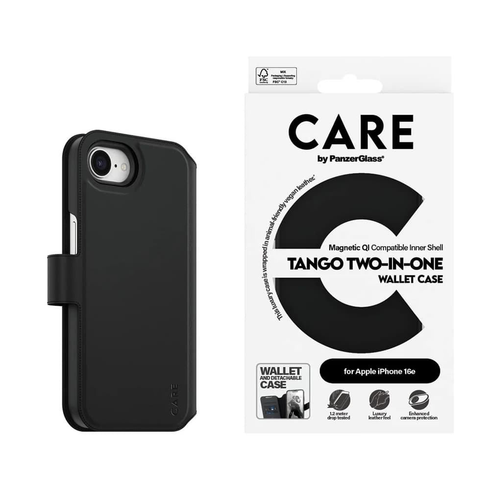 Pouzdro PanzerGlass CARE Feature Case Tango Two-in-One Wallet iPhone 16e černé - náhled 3