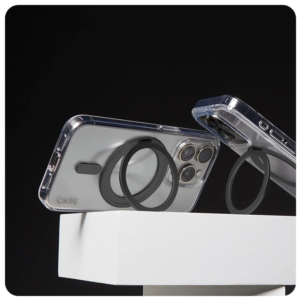 PanzerGlass® CARE Feature černý stojánek &amp; MagSafe iPhone 16 průhledný - náhled 3