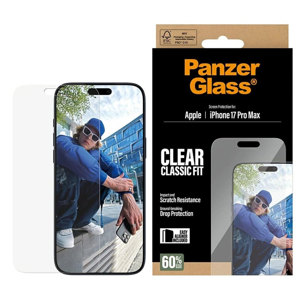 PanzerGlass® Classic Fit ochranné sklo s EasyAlignerem iPhone 17 Pro Max čiré - náhled 3