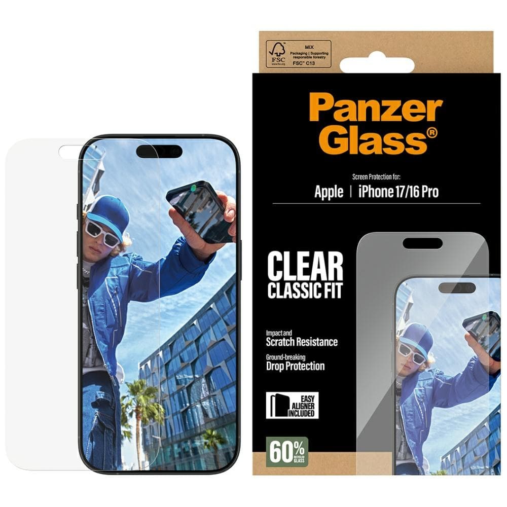 PanzerGlass® Classic Fit ochranné sklo s EasyAlignerem iPhone 17 iPhone 16 Pro čiré - náhled 3