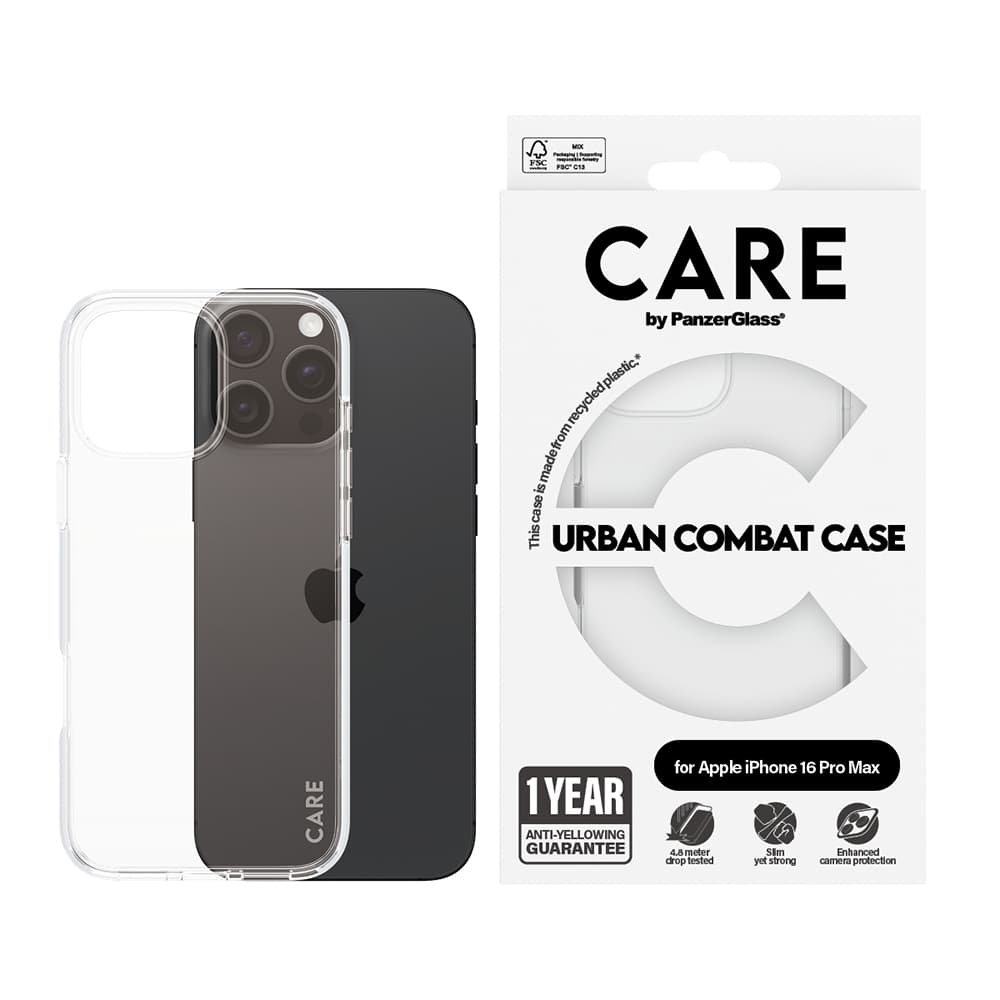PanzerGlass® CARE Flagship Urban Combat iPhone 16 Pro Max průhledný - náhled 3