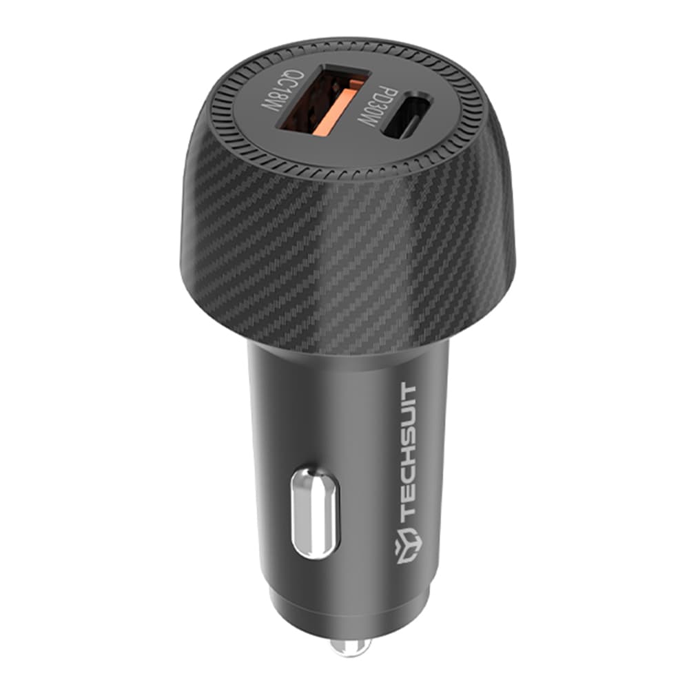 Techsuit Car Charger CarbonVolt C7 Rychlonabíječka 48W USB Type-C QC3.0 18W PD30W černá - náhled 3