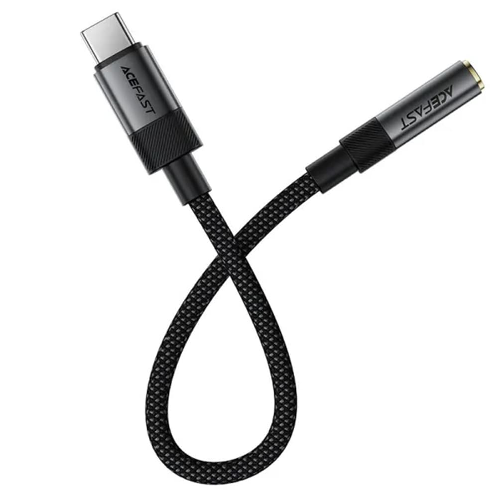 Acefast – audio adaptér (J12) – USB-C (samec) na 3,5mm jack (samice), plug &amp; play, věrný zvuk, bez zpoždění, 15 cm – černý - náhled 3