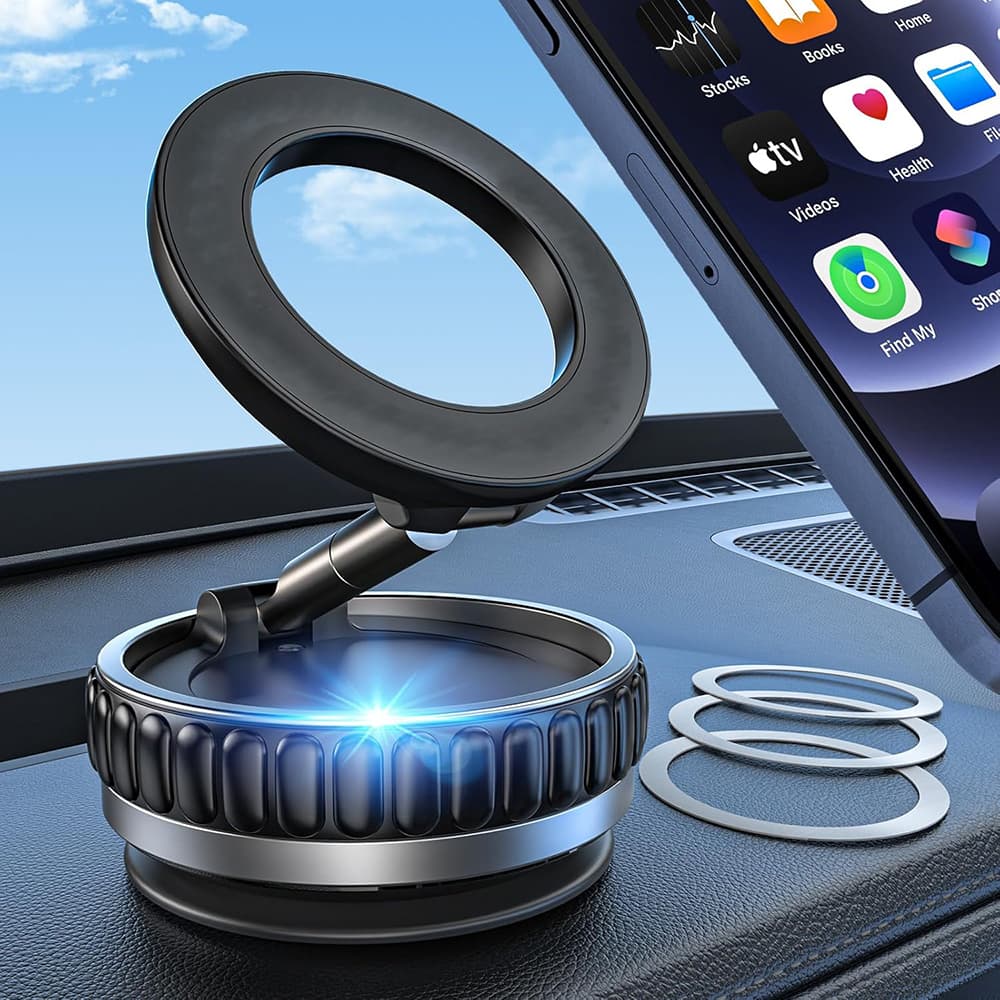 Techsuit Premium Car Holder VacuumGripX S15 na palubní desku magnetický N55 360° nastavitelný skládací černý - náhled 3