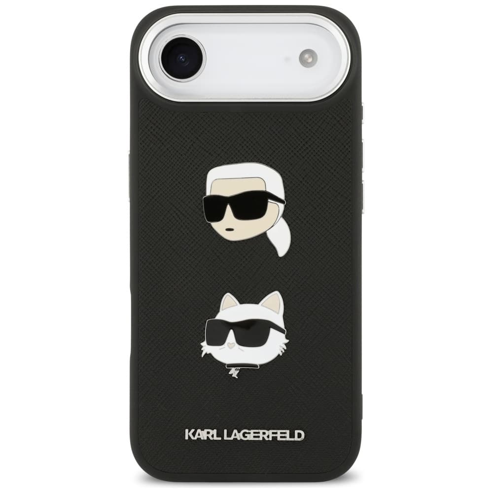 Karl Lagerfeld FW Grained Karl &amp; Choupette Heads Pins &amp; Logo iPhone 17 Air černá - náhled 3