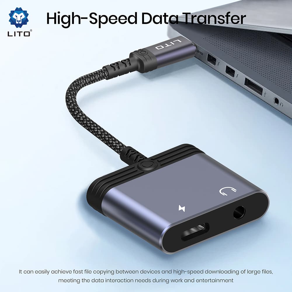 Lito audio adaptér LA04T USB-C na jack 3,5 mm černý - náhled 3