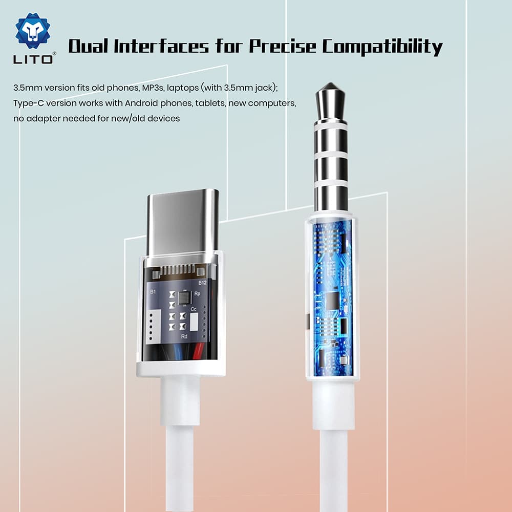 Lito LF01A drátová sluchátka jack 3.5mm s HD mikrofonem bílá - náhled 3