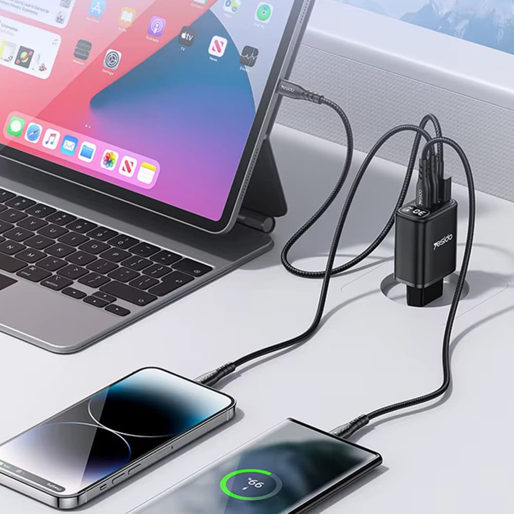Yesido Wall Charger YC69 s digitálním displejem rychlonabíječka černá - náhled 3