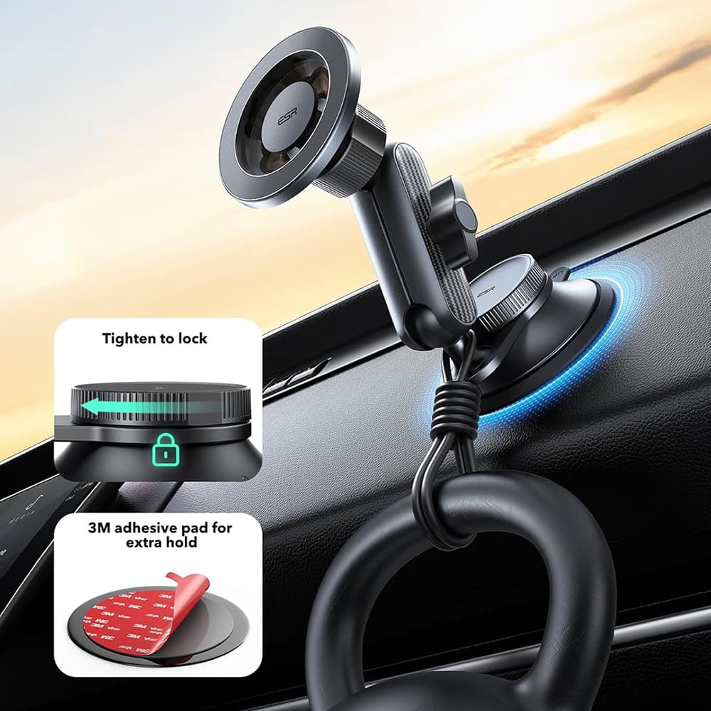 ESR držák do auta OmniLock na palubní desku magnetický 360° černý karbon - náhled 3