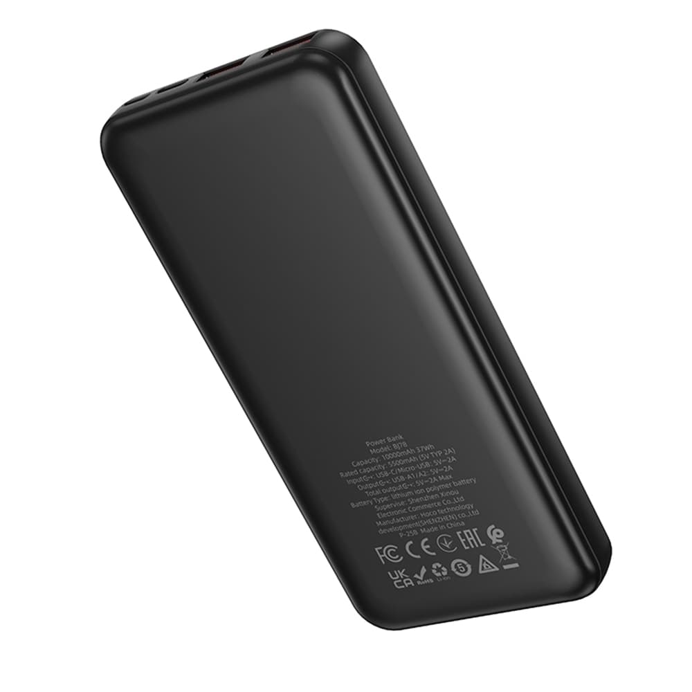 Borofone Power Bank Clever Series BJ78 2x USB USB-C Micro-USB LED indikátor Rychlé nabíjení 10000mAh černá - náhled 3